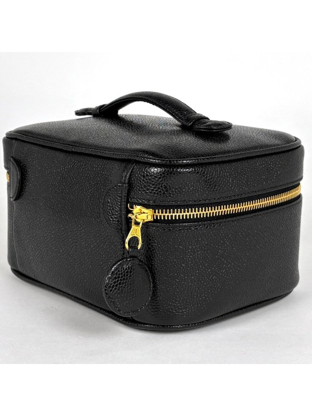 Chanel CC Logo Vanity Makeup Case Pouch Caviar Leather Black - Picture 2 of 8